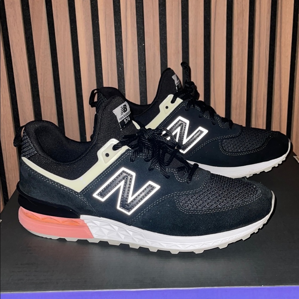 New Balance Black Sneakers with Orange Sole